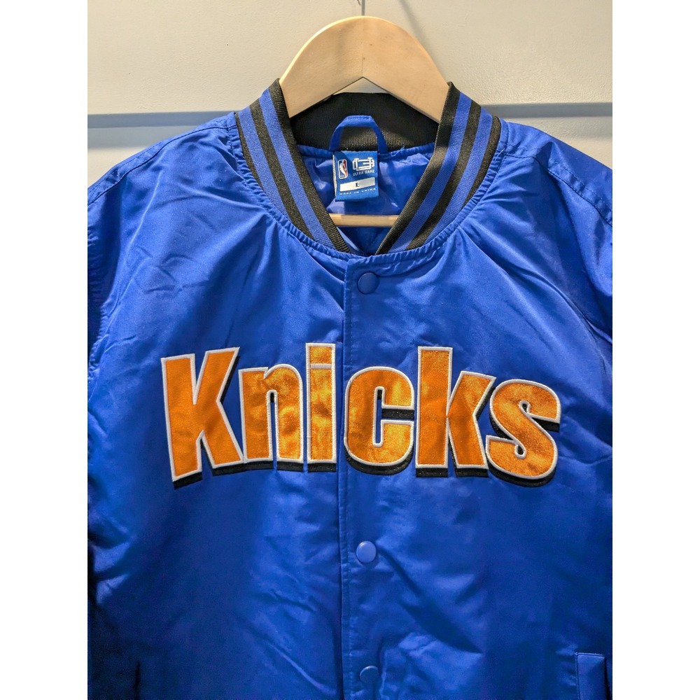 NY KNICKS NBA Royal Blue and Orange Satin Bomber Jacket